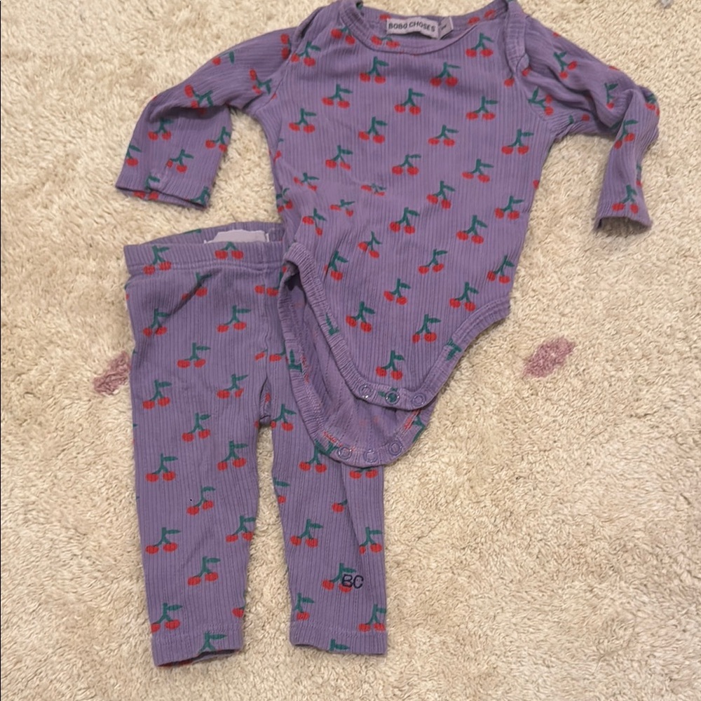 Bobo Choses Purple Cherry Print Kids Matching Set